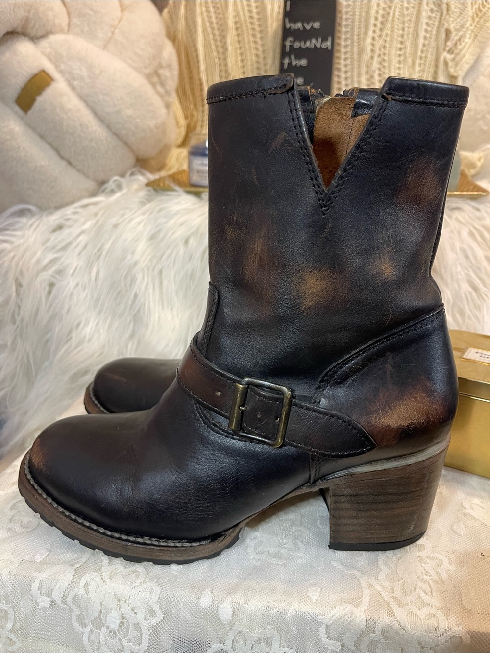 Freebird EUC Carlito in Black Distressed Leather Moto Boots MSRP$295 - Picture 5 of 10
